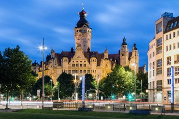 view on the castle in the downtown, leipzig